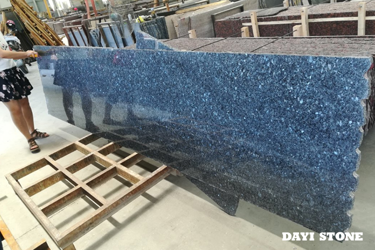 Half Slabs Blue Pearl Granite Stone Surface polished edge natural 240up x 70up x 2cm - Dayi Stone